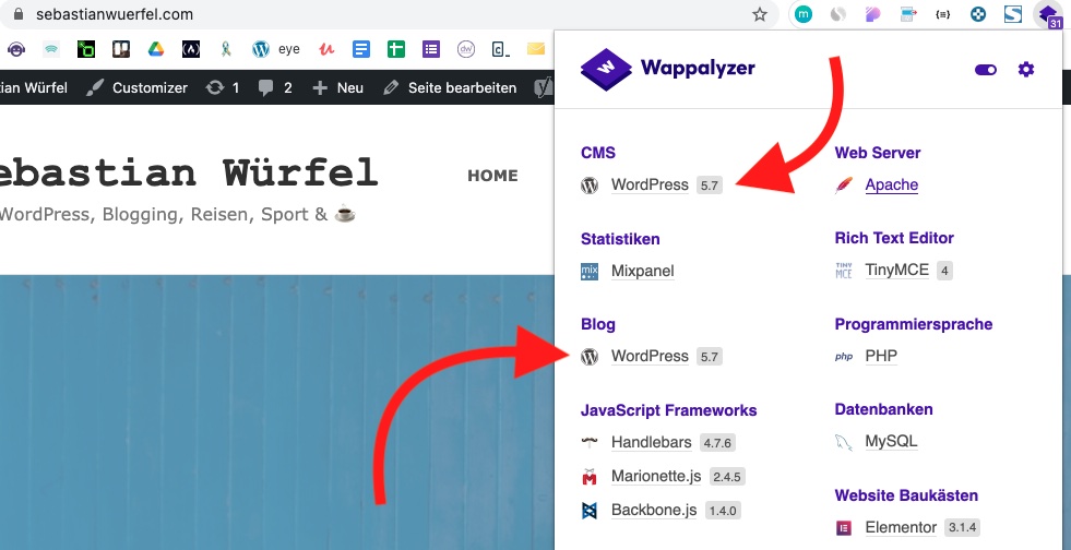 welche-wordpress-version-habe-ich-wappalyzer