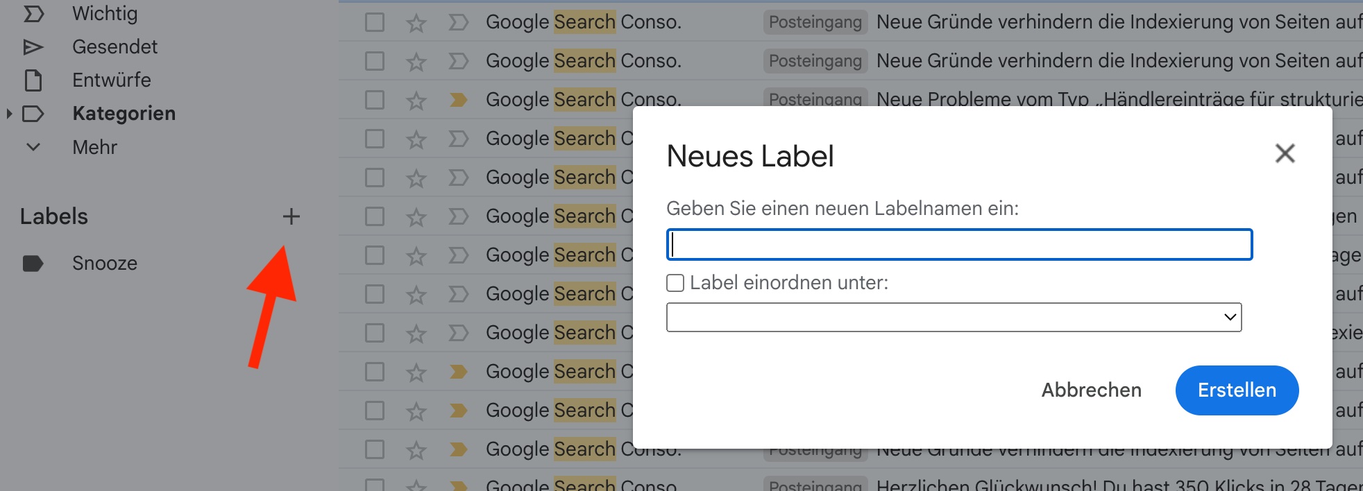 In Gmail neues Label erstellen