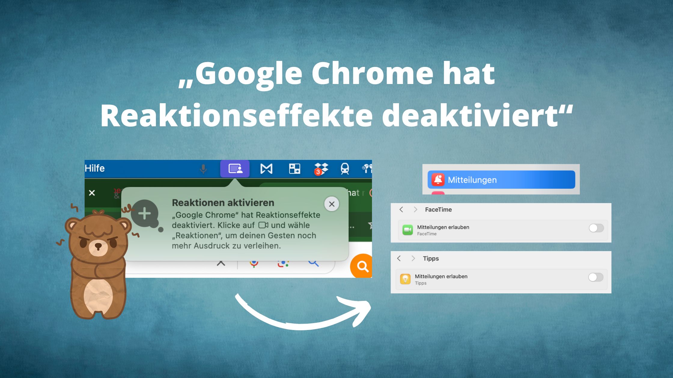 Nervige Meldung: Google Chrome hat Reaktionseffekte deaktiviert